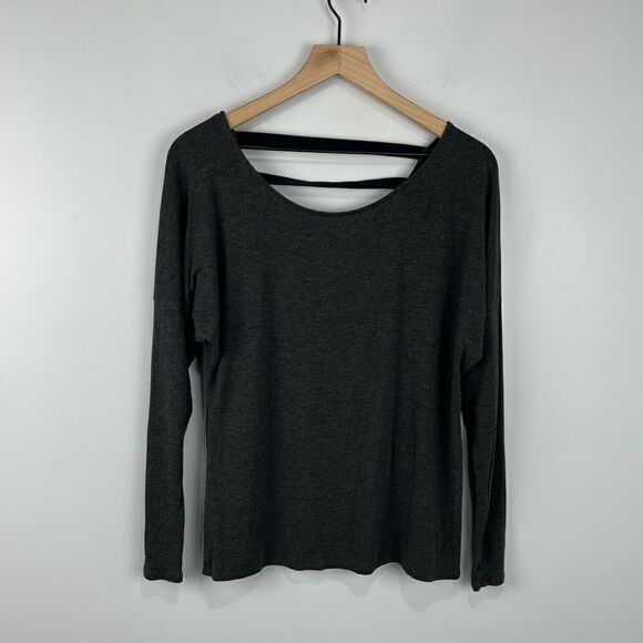 Champion Grey Athletic Open Back Long Sleeve Top S - Picture 1 of 5